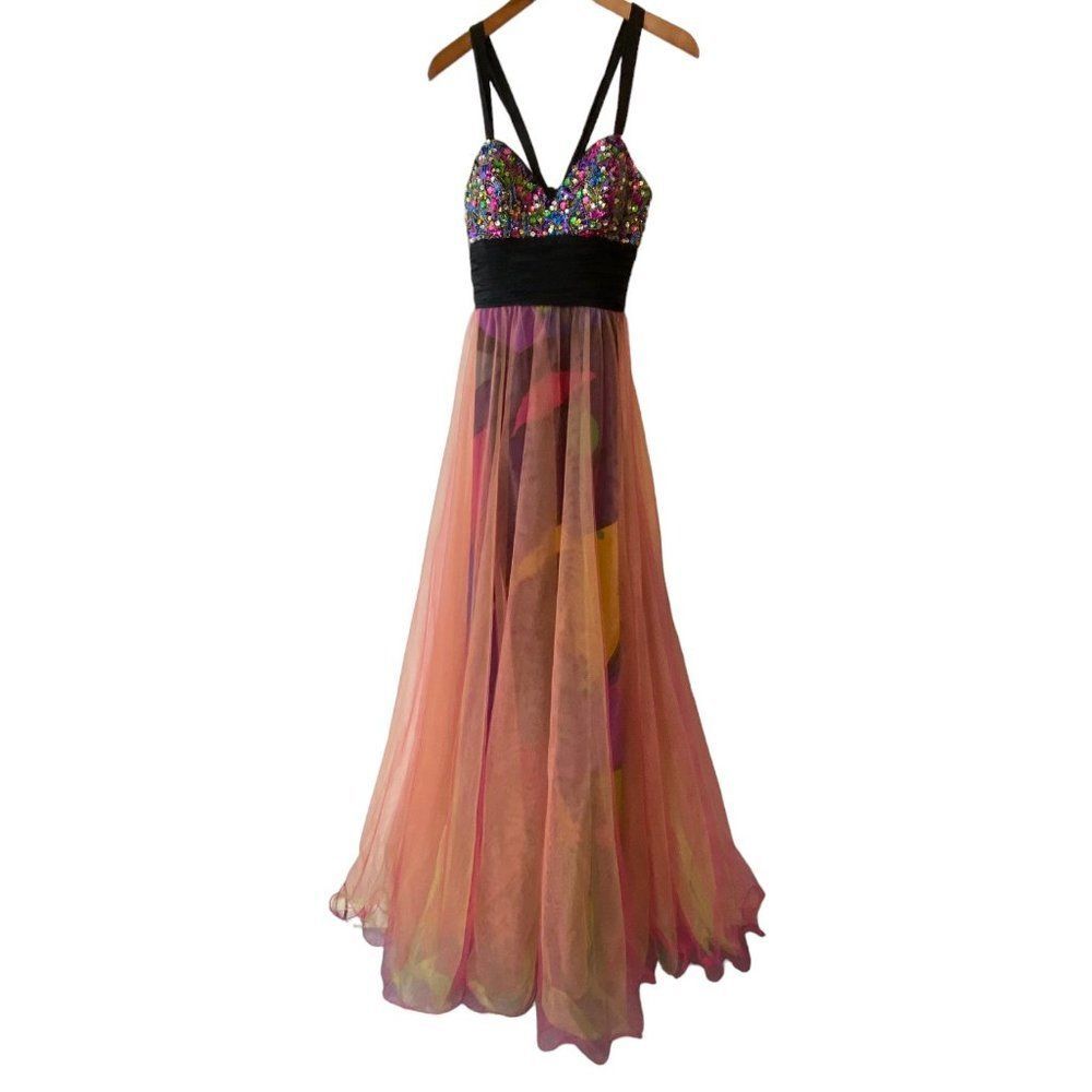Partytime Womens Formal Maxi Dress | 6 | Sequin Jeweled | Prom Dance - Picture 9 of 14